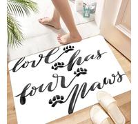 HKPOEQ Alfombra de Baño Antideslizante 40x60 cm,Cita, Letras a Mano en Estilo Acuarela, el Amor Tiene Cuatro Patas, caligrafí,Microfibra Súper Absorbente y Suave, Alfombrilla Lavable y Ducha o Bañera