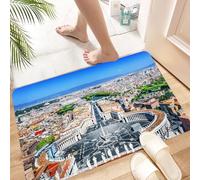 HKPOEQ Alfombra de Baño Antideslizante 40x60 cm,Ciudad del Vaticano, Roma. La Plaza de San Pedro Desde la Basílica de San Ped,Microfibra Súper Absorbente y Suave, Alfombrilla Lavable y Ducha o Bañera