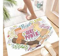 HKPOEQ Alfombra de Baño Antideslizante 40x60 cm,Concepto de Feminismo. Ilustración Dibujada a Mano de Girl Power. Ilustración,Microfibra Súper Absorbente y Suave, Alfombrilla Lavable y Ducha o Bañera