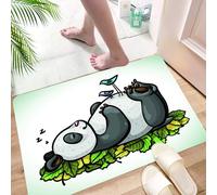 HKPOEQ Alfombra de Baño Antideslizante 40x60 cm,Divertido Panda durmiendo y pájaros sobre su Barriga Amigo en,Microfibra Súper Absorbente y Suave, Alfombrilla Lavable y Ducha o Bañera