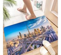 HKPOEQ Alfombra de Baño Antideslizante 40x60 cm,El Horizonte de Dubái con una Hermosa Ciudad Cerca de su autopista más transi,Microfibra Súper Absorbente y Suave, Alfombrilla Lavable y Ducha o Bañera