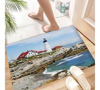 HKPOEQ Alfombra de Baño Antideslizante 40x60 cm,Faro de Portland Headlight en Cape Elizabeth Maine Durante el Verano.,Microfibra Súper Absorbente y Suave, Alfombrilla Lavable y Ducha o Bañera