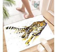 HKPOEQ Alfombra de Baño Antideslizante 40x60 cm,Gráficos de Guepardo con Salpicaduras de Acuarela, diseño Inusual, Vida Silve,Microfibra Súper Absorbente y Suave, Alfombrilla Lavable y Ducha o Bañera