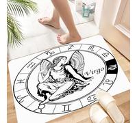 HKPOEQ Alfombra de Baño Antideslizante 40x60 cm,Imagen en Blanco y Negro del Signo Zodiacal astrológico Virgo,Microfibra Súper Absorbente y Suave, Alfombrilla Lavable y Ducha o Bañera
