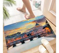 HKPOEQ Alfombra de Baño Antideslizante 40x60 cm,Italia, Vaticano, Roma, Vista Nocturna, Famosa basílica, re-Cosido,Microfibra Súper Absorbente y Suave, Alfombrilla Lavable y Ducha o Bañera