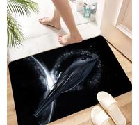 HKPOEQ Alfombra de Baño Antideslizante 40x60 cm,Nave Espacial Nave Espacial Planeta Fantasía Ciencia Ficción Tema Negro,Microfibra Súper Absorbente y Suave, Alfombrilla Lavable y Ducha o Bañera
