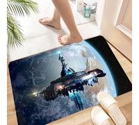 HKPOEQ Alfombra de Baño Antideslizante 40x60 cm,Nave nodriza Extraterrestre Cerca de la Tierra para Fondos de fantasía futuri,Microfibra Súper Absorbente y Suave, Alfombrilla Lavable y Ducha o Bañera