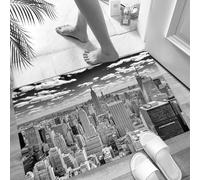 HKPOEQ Alfombra de Baño Antideslizante 40x60 cm,Nueva York, NYC sobre Manhattan Desde lo Alto de los Rascacielos Cultura URBA,Microfibra Súper Absorbente y Suave, Alfombrilla Lavable y Ducha o Bañera