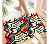 HKPOEQ Alfombra de Baño Antideslizante 40x60 cm,Patrón de Arte Callejero Inspirado en Grafiti psicodélico, Estampado Urbano r,Microfibra Súper Absorbente y Suave, Alfombrilla Lavable y Ducha o Bañera