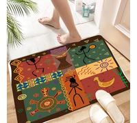HKPOEQ Alfombra de Baño Antideslizante 40x60 cm,Patrón en la Danza de Estilo Africano Que representa a la Tribu,Microfibra Súper Absorbente y Suave, Alfombrilla Lavable y Ducha o Bañera