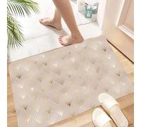 HKPOEQ Alfombra de Baño Antideslizante 40x60 cm,Patrón sin Costuras Art Decó con Azulejos de Abanico con Rayas Doradas.,Microfibra Súper Absorbente y Suave, Alfombrilla Lavable y Ducha o Bañera