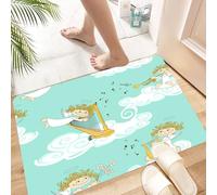 HKPOEQ Alfombra de Baño Antideslizante 40x60 cm,Patrón sin Costuras de una Divertida Banda de ángeles de Dibujos Animados,Microfibra Súper Absorbente y Suave, Alfombrilla Lavable y Ducha o Bañera