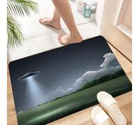 HKPOEQ Alfombra de Baño Antideslizante 40x60 cm,Platillo Volador, Viaje Desconocido en el Oscuro Rayo de la Noche.,Microfibra Súper Absorbente y Suave, Alfombrilla Lavable y Ducha o Bañera