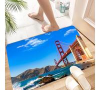 HKPOEQ Alfombra de Baño Antideslizante 40x60 cm,Puente Golden Gate de San Francisco, un Monumento emblemático de la Ciudad,Microfibra Súper Absorbente y Suave, Alfombrilla Lavable y Ducha o Bañera