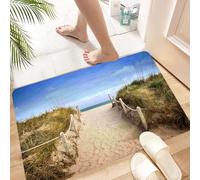 HKPOEQ Alfombra de Baño Antideslizante 40x60 cm,Sendero a través de Las Dunas hasta la Playa y el Antiguo Muelle de Madera de,Microfibra Súper Absorbente y Suave, Alfombrilla Lavable y Ducha o Bañera