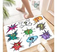 HKPOEQ Alfombra de Baño Antideslizante 40x60 cm,Signos derogación en Forma de Burbuja de diálogo de Arte Pop.,Microfibra Súper Absorbente y Suave, Alfombrilla Lavable y Ducha o Bañera
