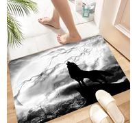 HKPOEQ Alfombra de Baño Antideslizante 40x60 cm,Silueta de Animal Lobo Gritando en un acantilado bajo la Luna Llena, Misterio,Microfibra Súper Absorbente y Suave, Alfombrilla Lavable y Ducha o Bañera