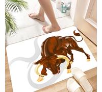 HKPOEQ Alfombra de Baño Antideslizante 40x60 cm,Tauro, Toro furioso Signo del zodíaco Astrología Icono Animal Cultura occiden,Microfibra Súper Absorbente y Suave, Alfombrilla Lavable y Ducha o Bañera