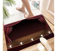 HKPOEQ Alfombra de Baño Antideslizante 40x60 cm,Teatro Musical, Teatro clásico Antiguo Artes Musicales, Granate Marrón Blanco,Microfibra Súper Absorbente y Suave, Alfombrilla Lavable y Ducha o Bañera