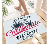 HKPOEQ Alfombra de Baño Antideslizante 40x60 cm,Tipografía de Los Ángeles, California. Gráficos para Camisetas con Palmeras t,Microfibra Súper Absorbente y Suave, Alfombrilla Lavable y Ducha o Bañera