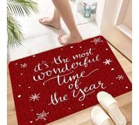 HKPOEQ Alfombra de Baño Antideslizante 60x90 cm,Cita, Concepto de Navidad Es la época más Maravillosa del año Frase y Copo de,Microfibra Súper Absorbente y Suave, Alfombrilla Lavable y Ducha o Bañera