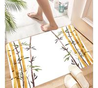 HKPOEQ Alfombra de Baño Antideslizante 60x90 cm,Decoración de bambú, el bambú Calma tu Mente, relaja tu Mente, Estilo artísti,Microfibra Súper Absorbente y Suave, Alfombrilla Lavable y Ducha o Bañera
