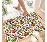 HKPOEQ Alfombra de Baño Antideslizante 60x90 cm,Decoraciones mexicanas, Viva México con Elementos nativos Poncho Tequila Sals,Microfibra Súper Absorbente y Suave, Alfombrilla Lavable y Ducha o Bañera