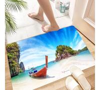 HKPOEQ Alfombra de Baño Antideslizante 60x90 cm,Naturaleza increíble y un Destino turístico exótico en Tailandia. Barco turís,Microfibra Súper Absorbente y Suave, Alfombrilla Lavable y Ducha o Bañera