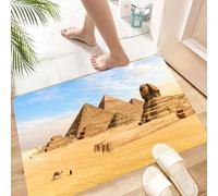 HKPOEQ Alfombra de Baño Antideslizante 60x90 cm,Pirámide, Desierto del Sahara, ruinas de una civilización Antigua, Esfinge,Microfibra Súper Absorbente y Suave, Alfombrilla Lavable y Ducha o Bañera