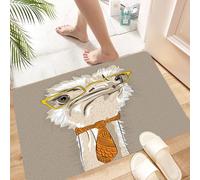 HKPOEQ Alfombra de Baño Antideslizante 60x90 cm,Retrato de Cerca de un Divertido pájaro Avestruz Hipster con Gafas Amarillas,Microfibra Súper Absorbente y Suave, Alfombrilla Lavable y Ducha o Bañera