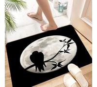 HKPOEQ Alfombra de Baño Antideslizante 60x90 cm,Silueta Vectorial de un pájaro posado en una Rama sobre un Fondo Lunar. Símbo,Microfibra Súper Absorbente y Suave, Alfombrilla Lavable y Ducha o Bañera