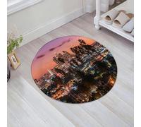 HKPOEQ Alfombra de Baño Antideslizante 80x80 cm,Hermosa Puesta de Sol en el Horizonte del Centro de Los Ángeles y Palmeras en,Microfibra Súper Absorbente y Suave, Alfombrilla Lavable y Ducha o Bañera
