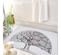 HKPOEQ Alfombrilla de Baño de Microfibra, Tapete para Puerta y Mascotas, Súper Grueso y Absorbente,Árbol de la Vida, Planta con Diferentes Temas Sin Hojas y Pétalos Símbolo del Cambio Cli,50 x 80 cm