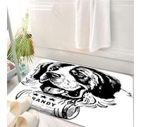 HKPOEQ Alfombrilla de Baño de Microfibra, Tapete para Puerta y Mascotas, Súper Grueso y Absorbente,Arte canino, un Perro estilizado en Blanco y Negro Que sostiene un Barril Llamado 'Bride,50 x 80 cm