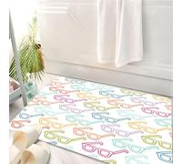 HKPOEQ Alfombrilla de Baño de Microfibra, Tapete para Puerta y Mascotas, Súper Grueso y Absorbente,Arte, diseño repetido de Vasos de Colores sobre Fondo Blanco, creando un Efecto Visual a,50 x 80 cm