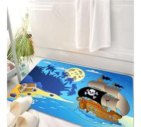 HKPOEQ Alfombrilla de Baño de Microfibra, Tapete para Puerta y Mascotas, Súper Grueso y Absorbente,Aventura de Piratas y bucaneros. Barco Antiguo abandonado.,50 x 80 cm