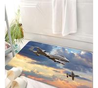 HKPOEQ Alfombrilla de Baño de Microfibra, Tapete para Puerta y Mascotas, Súper Grueso y Absorbente,Aviones tares surcando cielos espectaculares. Danza aérea de Aviones de Guerra al atarde,50 x 80 cm