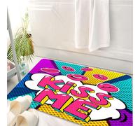 HKPOEQ Alfombrilla de Baño de Microfibra, Tapete para Puerta y Mascotas, Súper Grueso y Absorbente,Bocadillo de diálogo Bésame. Mensaje en Estilo cómic Pop Art.,50 x 80 cm
