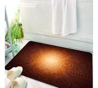 HKPOEQ Alfombrilla de Baño de Microfibra, Tapete para Puerta y Mascotas, Súper Grueso y Absorbente,Bronceado, patrón de Arte Africano con Elementos Florales y geométricos, Siluetas de ani,50 x 80 cm
