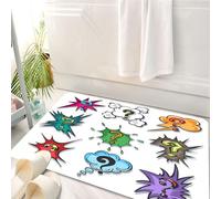 HKPOEQ Alfombrilla de Baño de Microfibra, Tapete para Puerta y Mascotas, Súper Grueso y Absorbente,Burbujas de diálogo de Arte Pop con Signos de interrogación.,50 x 80 cm