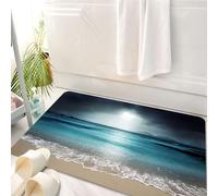 HKPOEQ Alfombrilla de Baño de Microfibra, Tapete para Puerta y Mascotas, Súper Grueso y Absorbente,Cielo tormentoso bajo la Vista del mar, Playas y océanos, un Rayo de luz atraviesa Las n,50 x 80 cm