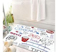 HKPOEQ Alfombrilla de Baño de Microfibra, Tapete para Puerta y Mascotas, Súper Grueso y Absorbente,Cine, Varios Iconos Dibujados a Mano sobre un Fondo Estilo página de Cuaderno, diversión,50 x 80 cm