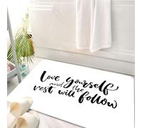 HKPOEQ Alfombrilla de Baño de Microfibra, Tapete para Puerta y Mascotas, Súper Grueso y Absorbente,Cita, ámate a ti Mismo y el Resto vendrá Solo Frase Motivacional Palabras de sabiduría Z,50 x 80 cm