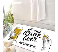 HKPOEQ Alfombrilla de Baño de Microfibra, Tapete para Puerta y Mascotas, Súper Grueso y Absorbente,Cita de Es Hora de Beber Cerveza con una Mano de Hombre sosteniendo una Taza de tostad,50 x 80 cm