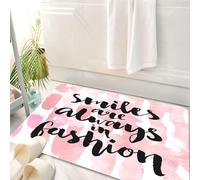 HKPOEQ Alfombrilla de Baño de Microfibra, Tapete para Puerta y Mascotas, Súper Grueso y Absorbente,Cita, Las Sonrisas Siempre están de Moda Cita en Estilo manuscrito sobre Acuarela St,50 x 80 cm