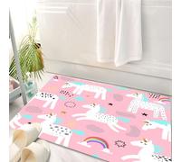HKPOEQ Alfombrilla de Baño de Microfibra, Tapete para Puerta y Mascotas, Súper Grueso y Absorbente,con Unicornios mágicos y arcoíris. Fondo Infantil de Cuento de Hadas para ilustración de,50 x 80 cm
