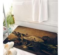HKPOEQ Alfombrilla de Baño de Microfibra, Tapete para Puerta y Mascotas, Súper Grueso y Absorbente,Cráneo y Rosas marchitas y suculentas rodeadas de Fondo de Madera.,50 x 80 cm
