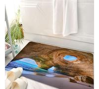 HKPOEQ Alfombrilla de Baño de Microfibra, Tapete para Puerta y Mascotas, Súper Grueso y Absorbente,Cueva ca, Obra Maestra de la Naturaleza, con Cielo Que domina Las Aguas turquesas y la c,50 x 80 cm