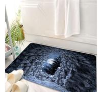 HKPOEQ Alfombrilla de Baño de Microfibra, Tapete para Puerta y Mascotas, Súper Grueso y Absorbente,Cueva gótica Oscura con la luz de la Luna Llena al Norte,50 x 80 cm