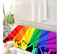 HKPOEQ Alfombrilla de Baño de Microfibra, Tapete para Puerta y Mascotas, Súper Grueso y Absorbente,Decoraciones del Orgullo, Personas celebrando el Día Internacional de la Comunidad LGBT,50 x 80 cm